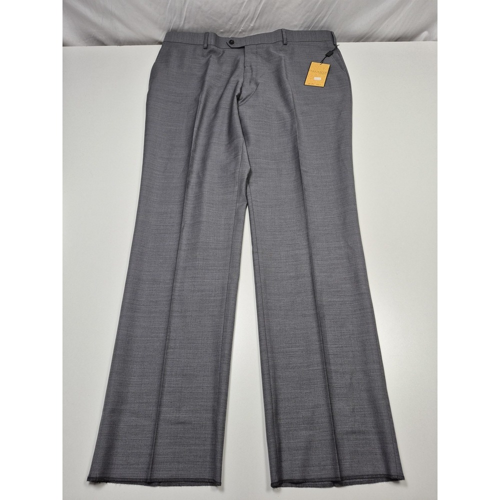 Galante Uomo Dress Pants Mens 44x36 Gray Wool Flat Front Unhemmed Italy NWT
